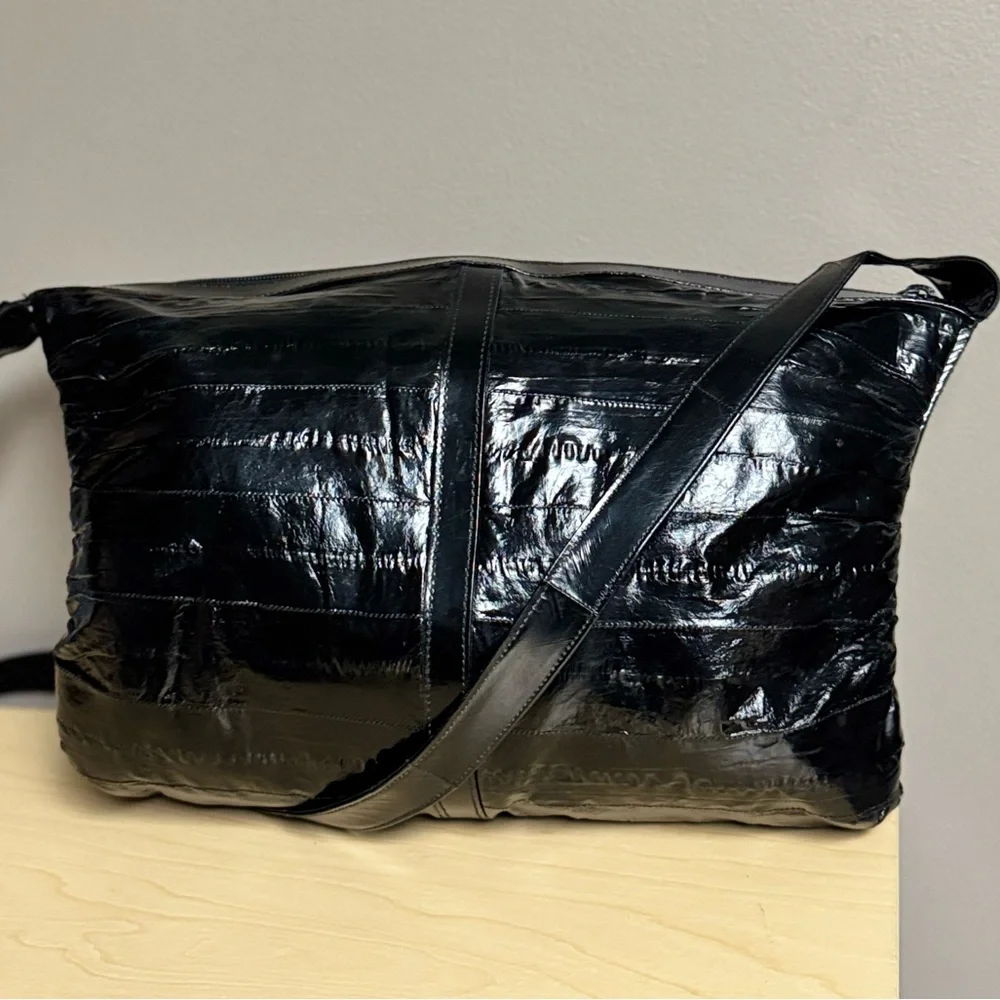 Vintage Genuine Eel Skin Puffer Shoulder Bag Clutch - Picture 2 of 16